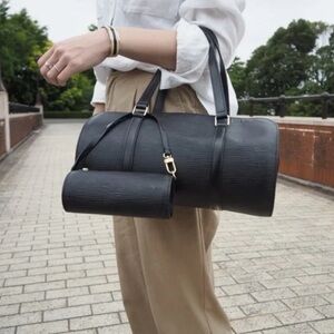 Authentic Louis Vuitton Soufflot bag Black Epi Leather with mini pouch M52862 LV